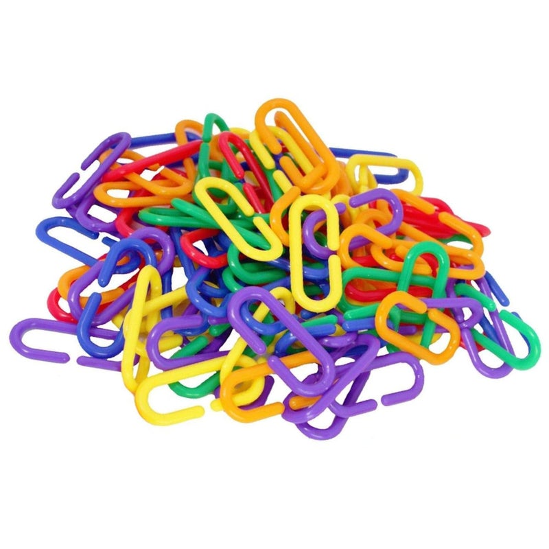 SunGrow Rainbow C-Clips Plastic Chain Links, Bird Swing & Climbing Chain Cage Toy Clips & Hooks, DIY Kids Learning Toys for Classroom, Suitable for Sugar Glider, Rat, Parrot, Bird - Image 2